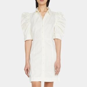 FRAME Gillian Button-Front Puffed Sleeve Mini Dress